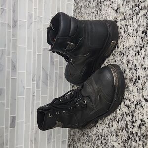 Black Harley-Davidson Stealth Leather Riding Boots sz 13 motorcycle zip side